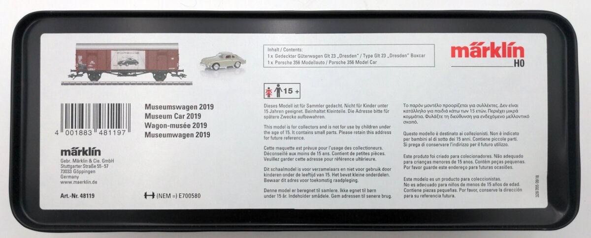 Marklin 48119 HO Scale German Federal Railroad 2019 Museum Car