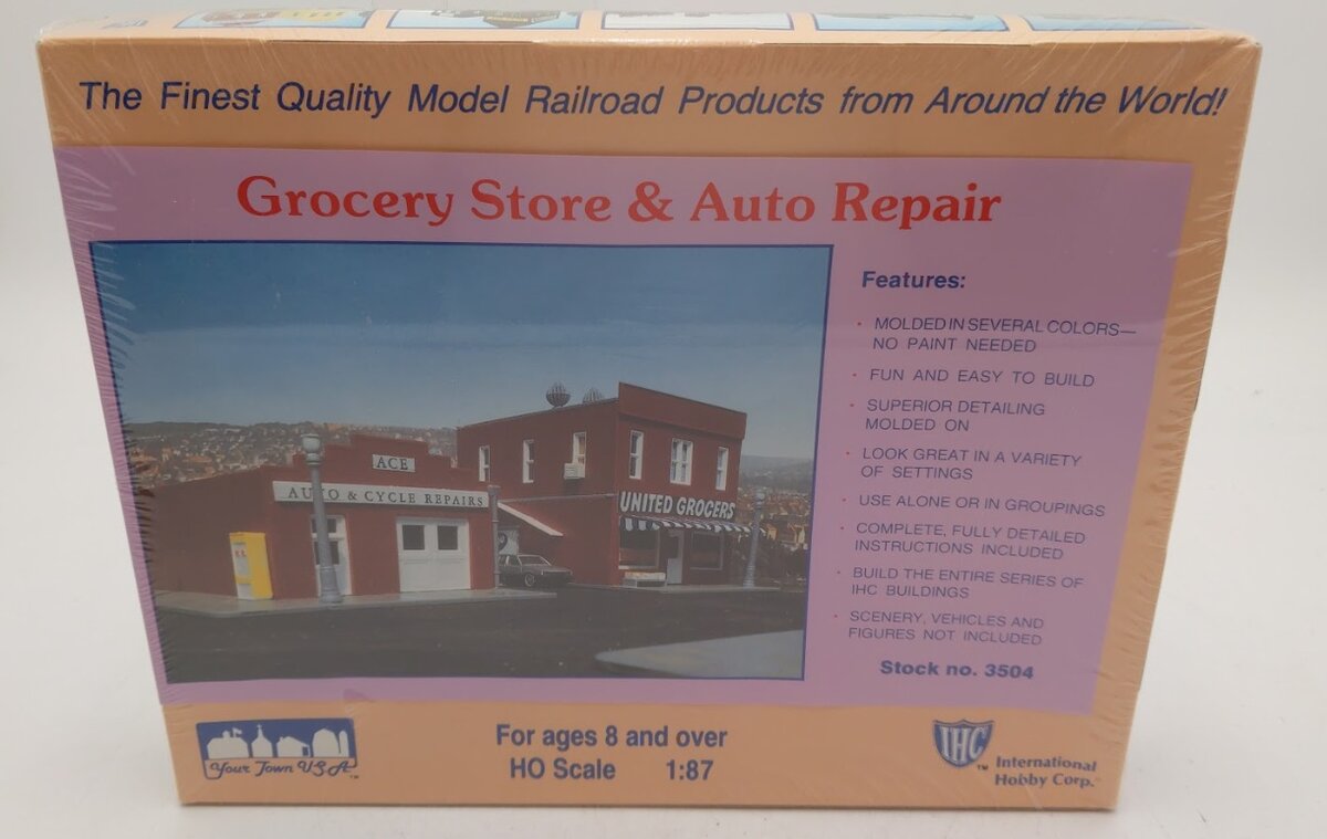 IHC 3504 HO Scale Grocery Store & Auto Repair Shop Building Kit