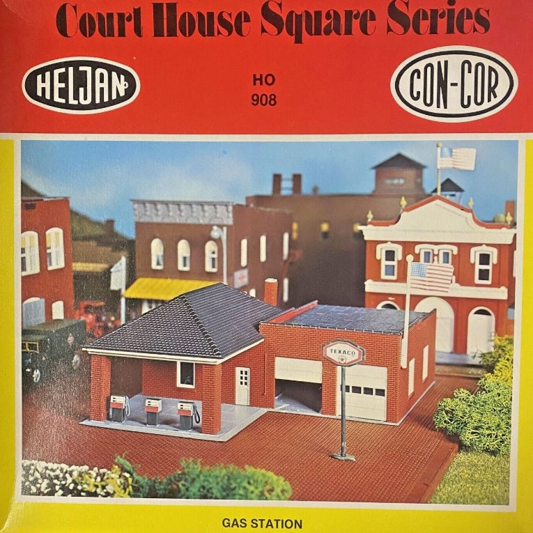 Con-Cor 908 HO Heljan Court House Square Series Texaco Gas Station Building Kit