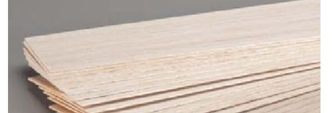 Bud Nosen Models 1141 1/32" x 4" x 36" Balsa Sheets (Pack of 20)