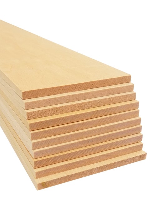 Bud Nosen Models 3363 3/16" x 3" x 24" Basswood Sheets (Pack of 10)