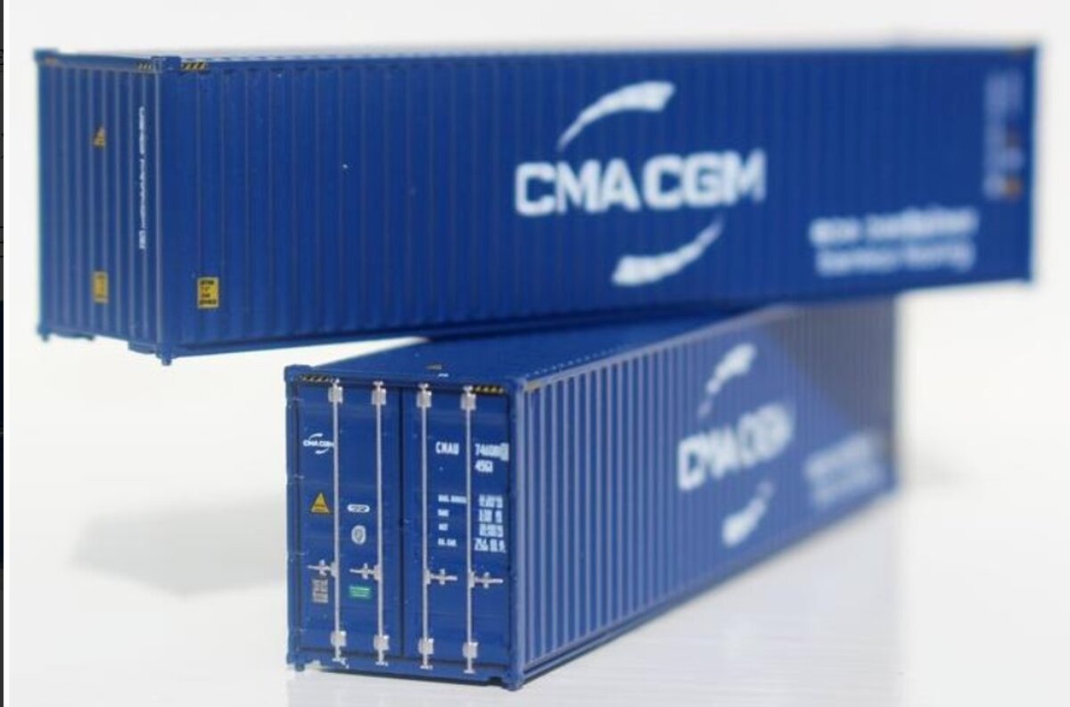 JTC Model Trains 405066 N CMA CGM 40' Hi-Cube C.S. Container (Pack of 2)
