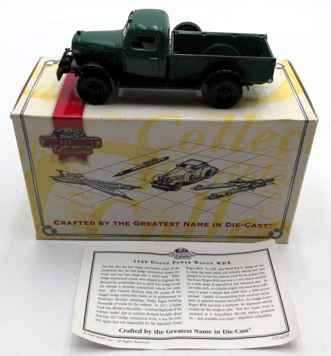 Matchbox YTC02-M 1:43 Green 1946 Dodge Power Wagon WDX Pickup Truck