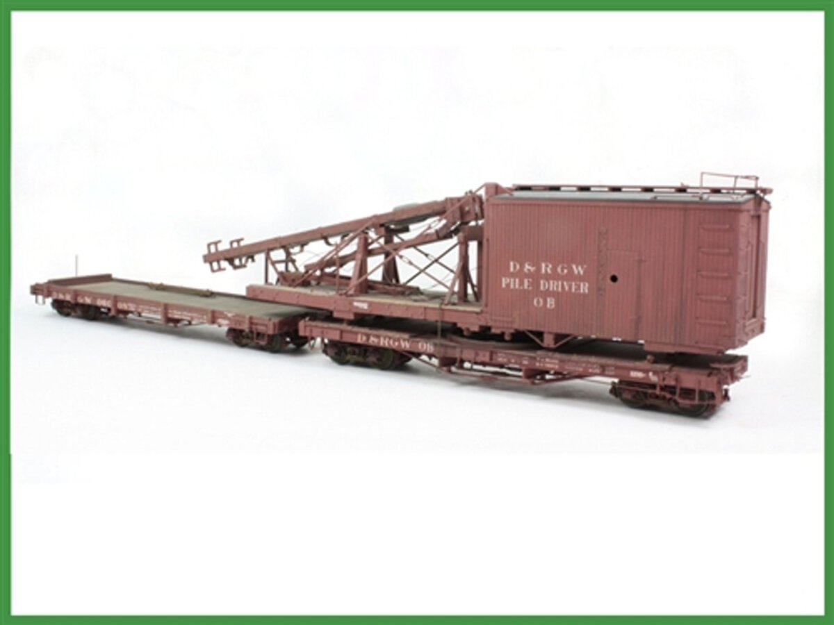 San Juan Car Co On3 D&RGW Pile Driver w/ Idler Flat Kit #118