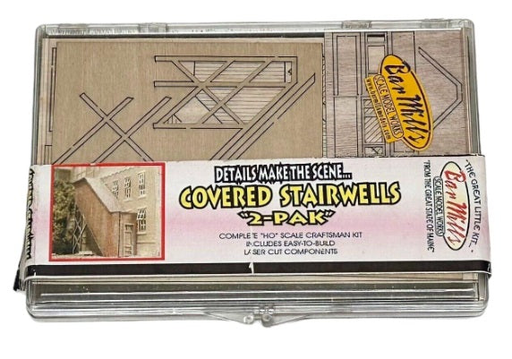 Bar Mills 0405 HO Scale Covered Stairwells Laser Cut Craftsman Kit (Pack of 2)