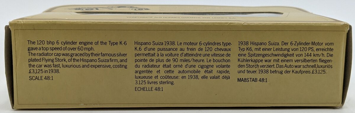 Matchbox Y17 48:1 1938 Hispano Suiza Blue