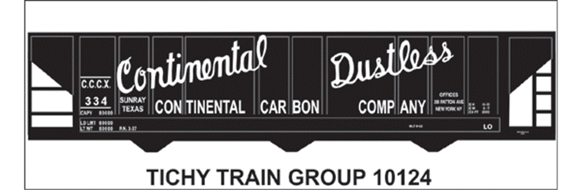 Tichy 10124 HO Continental Carbon Black Hopper Decal Sheet