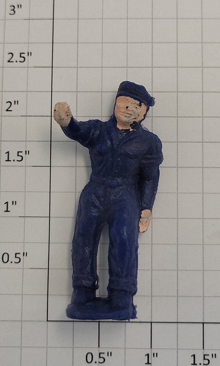 Lionel 362-73 Large Metal Barrel Loader Blue Figure with Painted Face