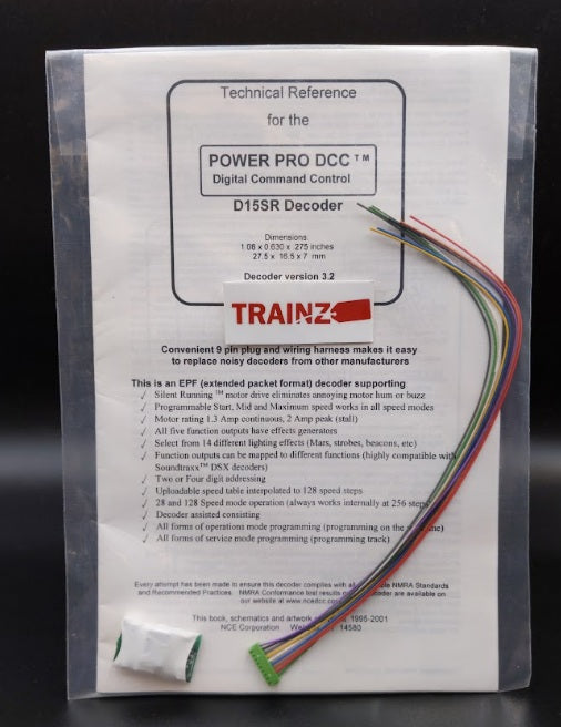 NCE 0104 HO Scale D15SR Decoder 6-Function 9-Pin JST Harness
