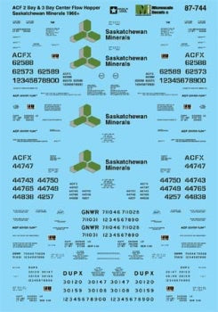 Microscale 87-744 HO Saskatchewan 2 & 3-Bay Center Flow Hopper Decal Sheet