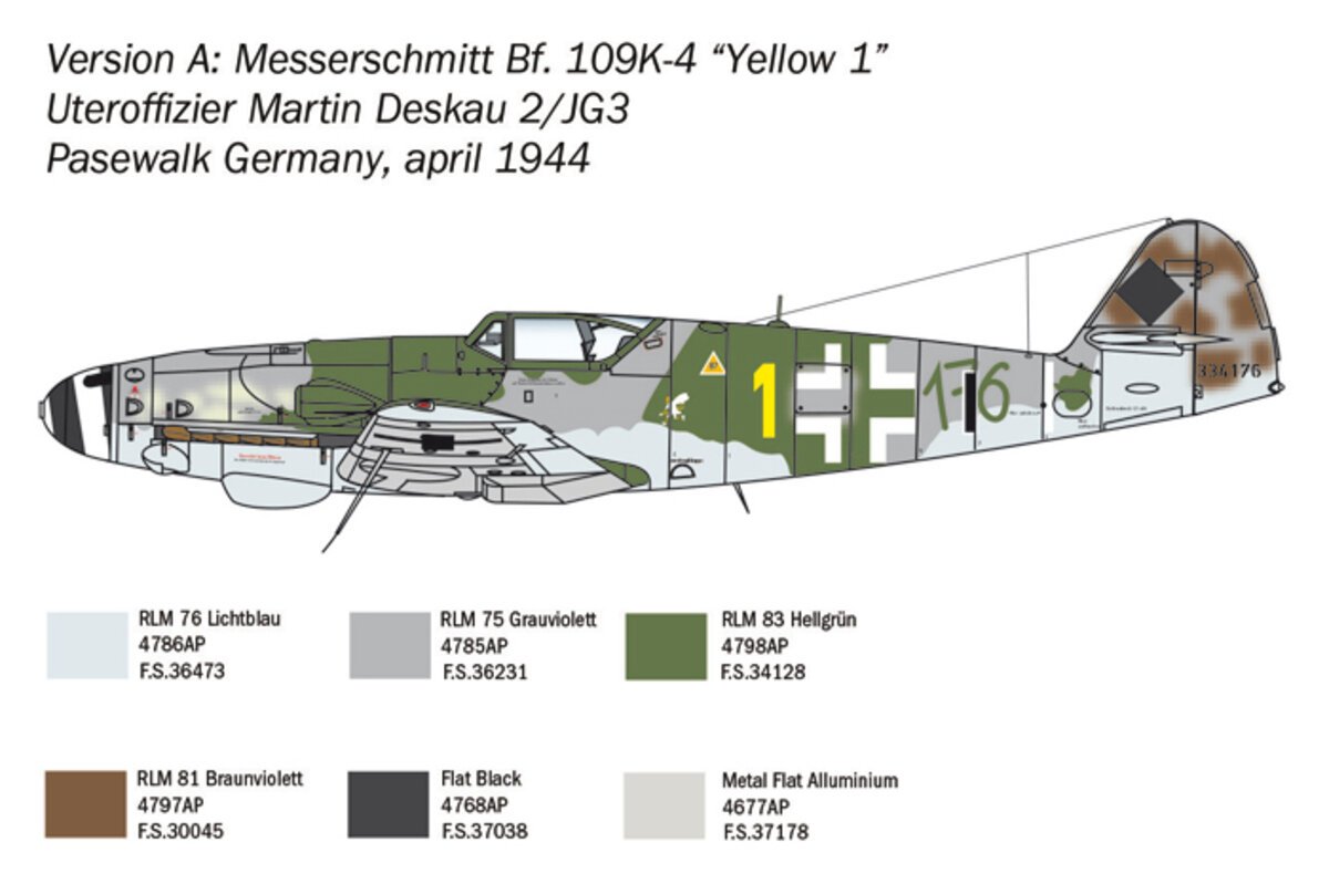 Italeri 2805 1:48 Messerschmitt Bf 109 K-4 Military Aircraft Plane Model Kit