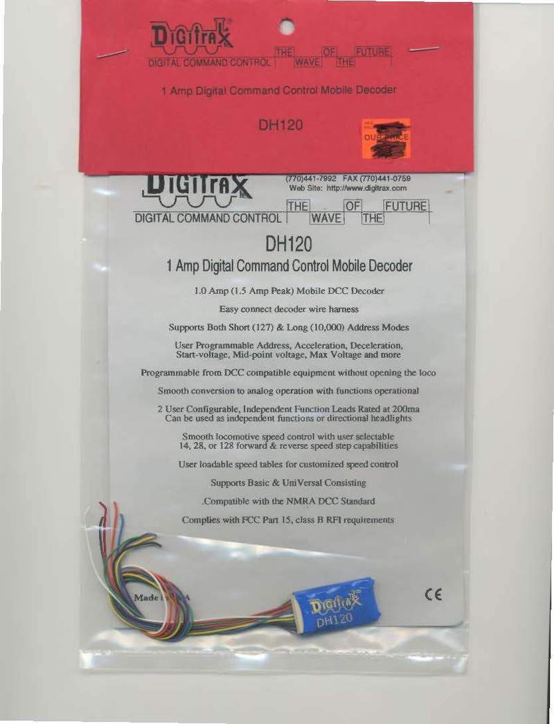 Digitrax DH120 DCC 1 Amp Digital Command Control Mobile Decoder