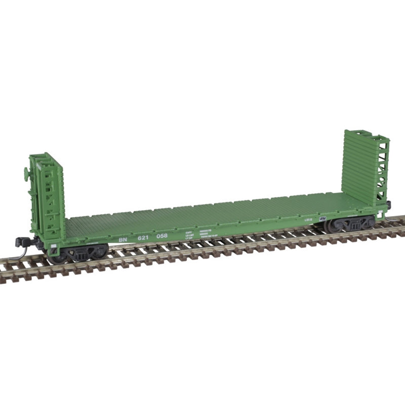 Atlas 50005790 N Burlington Northern RTR 48' GSI Bulkhead Flat Car #621066