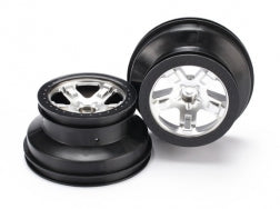 Traxxas 5874x Wheels, SCT satin chrome, black beadlock style, dual profile