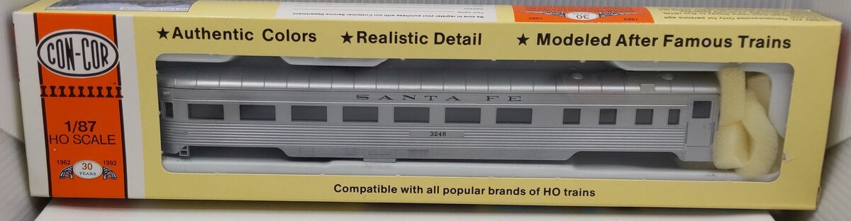 Con-Cor 0001-000732 HO Scale Santa Fe Regular Observation Car Road #3246