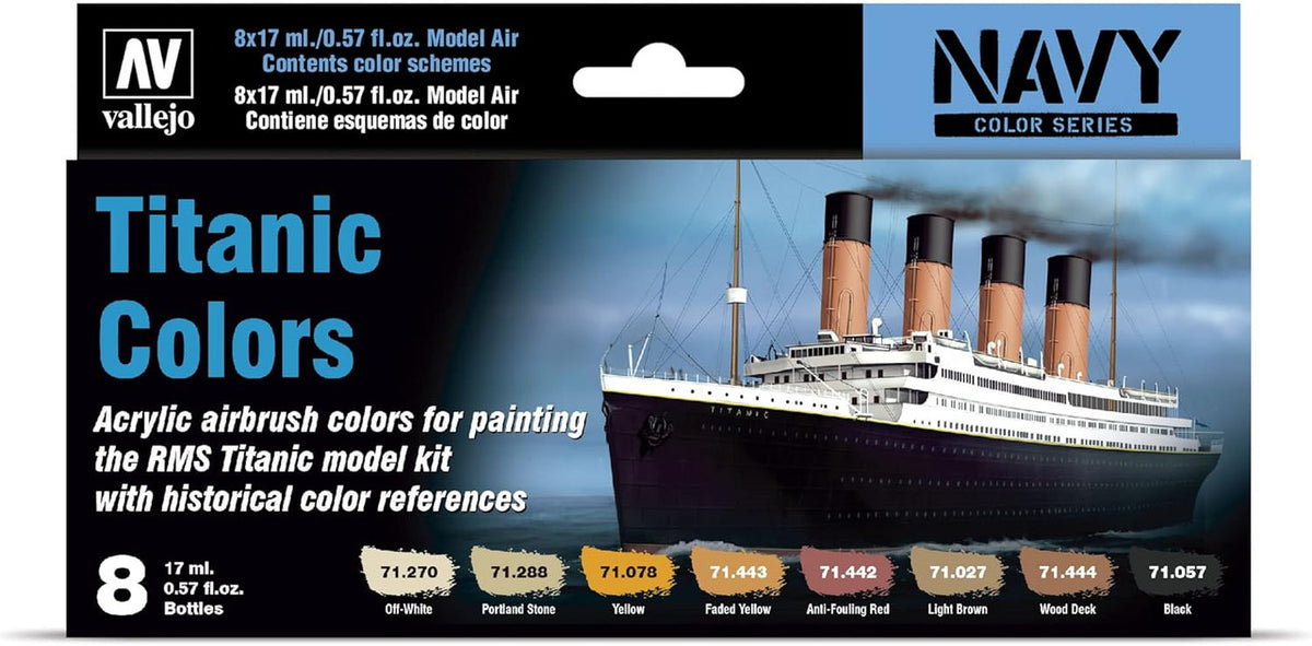 Vallejo Paint 71646 Titanic Navy Model Air Acrylic Paint (Set of 8)