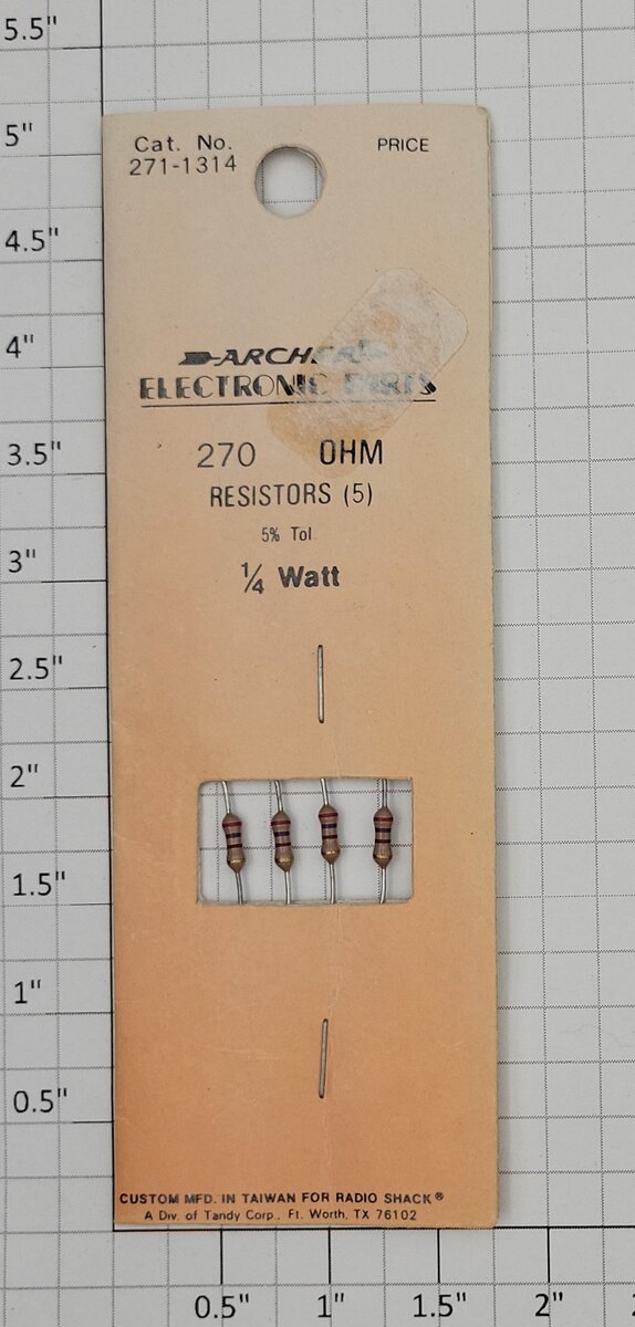 Radio Shack 271-1314 270 OHM Resistors 1/4 Watt (Pack of 4)