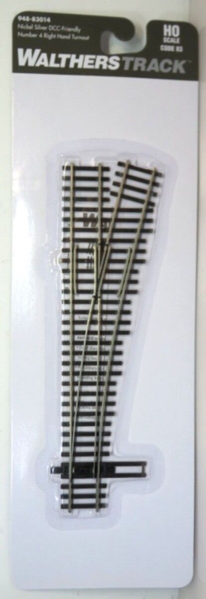 Walthers 948-83014 HO Code 83 Nickel Silver DCC Friendly Right Hand Turnout #4