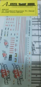 A-Line 50167 HO 53'' Heartland Express Trailer with Tractor Decal Sheet