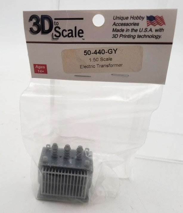 3d To Scale 50-440-GY 1:50 Scale Grey HD Plastic Resin Electrical Transformer
