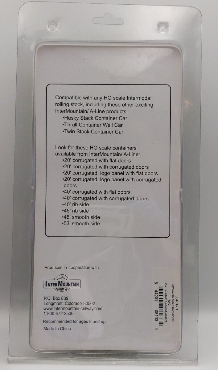 InterMountain (A-Line) 30401-01 HO 48' Smooth Sided Containers - APC (Pack of 3)