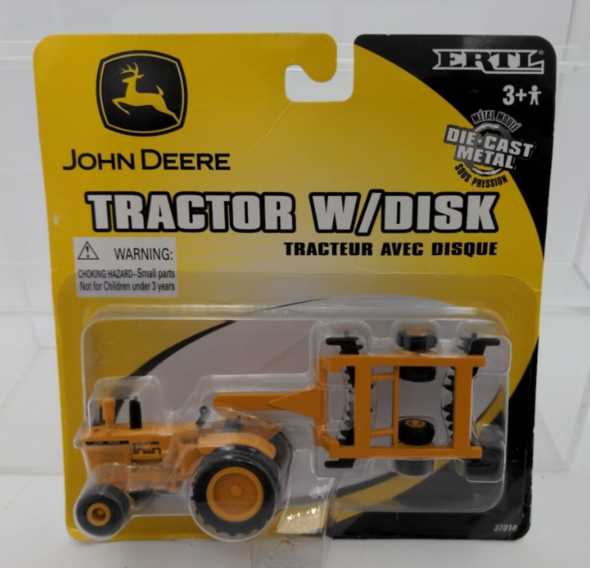 Ertl 37014 1:64 Scale Yellow John Deere Tractor With Disk Die Cast Metal