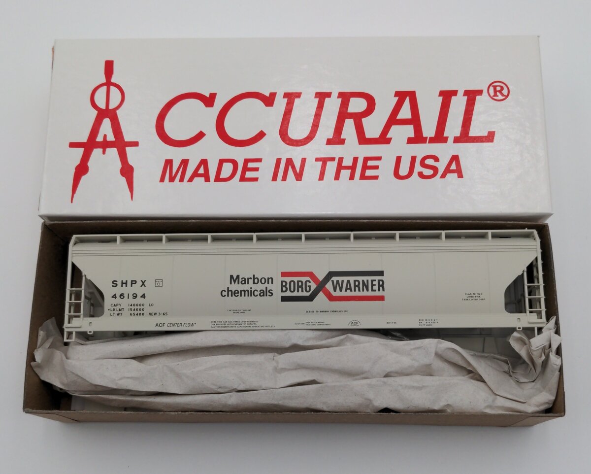 Accurail 81372 HO 3-bay ACF Covered Hopper Borg Warner