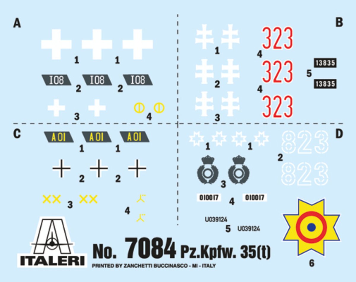 Italeri 7084 1:72 Pz.Kpfw. 35(T) Military Tank Model Kit