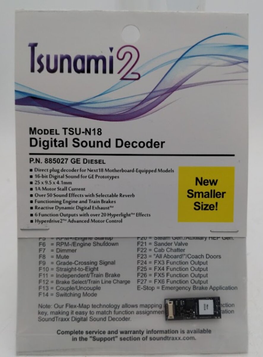 SoundTraxx 885027 TSU-N18 Decoder GE 6 Function Next 18