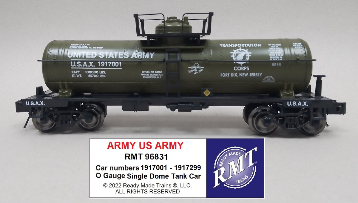 RMT 96831 O U.S.Army Single Dome Tank Car LN/Box