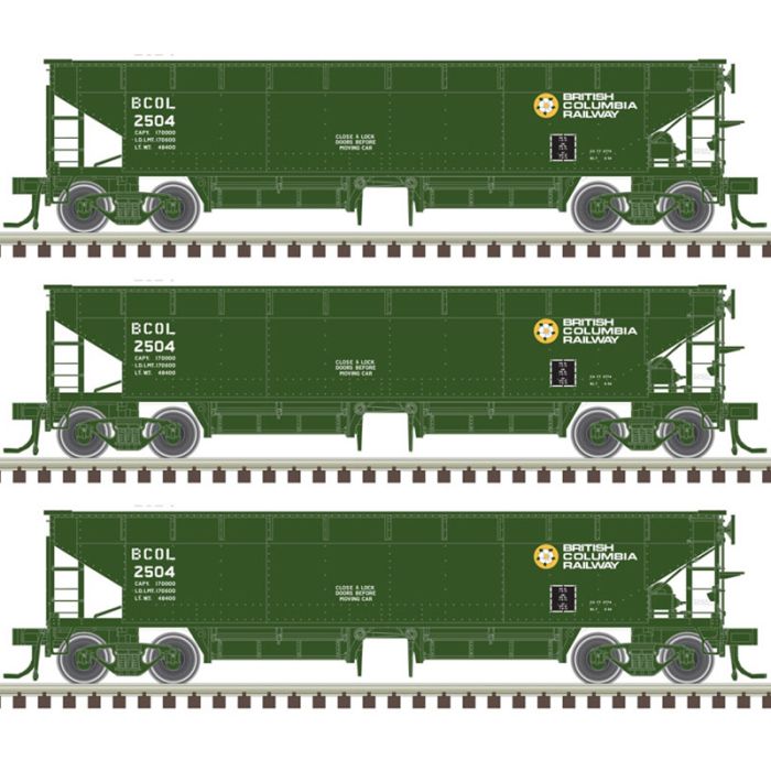 Atlas 20006809 HO British Columbia 70-Ton Hart Ballast Car (Set of 3)