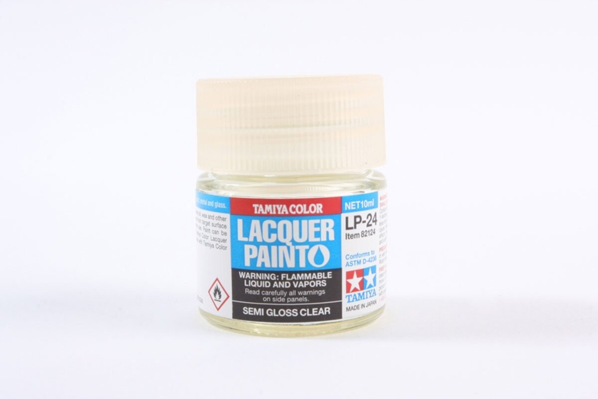 Tamiya 82124 LP-24 Clear Semi Gloss Lacquer Paint 1/3 Oz. Bottle