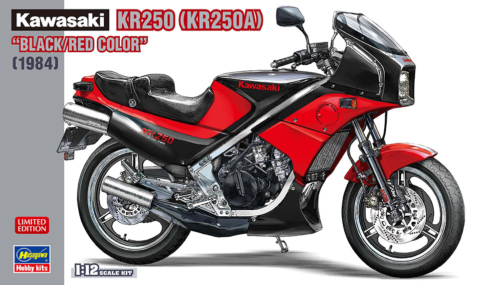 Hasegawa 21740 1:12 Kawasaki KR250 Black/Red Racing Motorcycle Plastic Model Kit