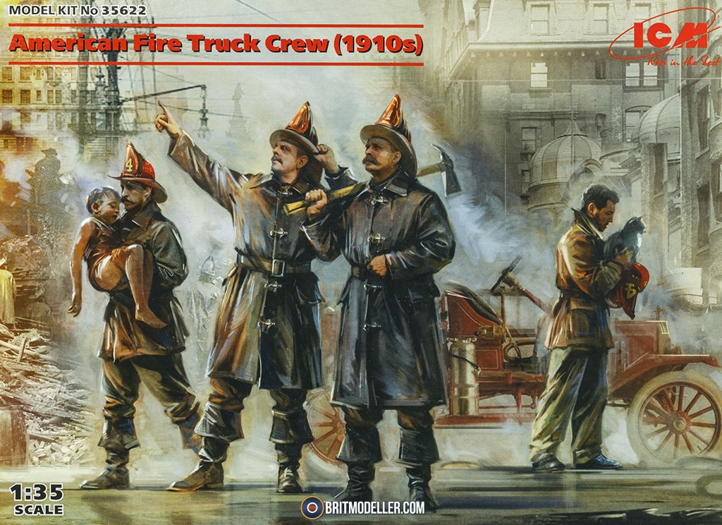 ICM 35622 1:35 American Fire Truck Crew 1910s Plastic Figure Kit