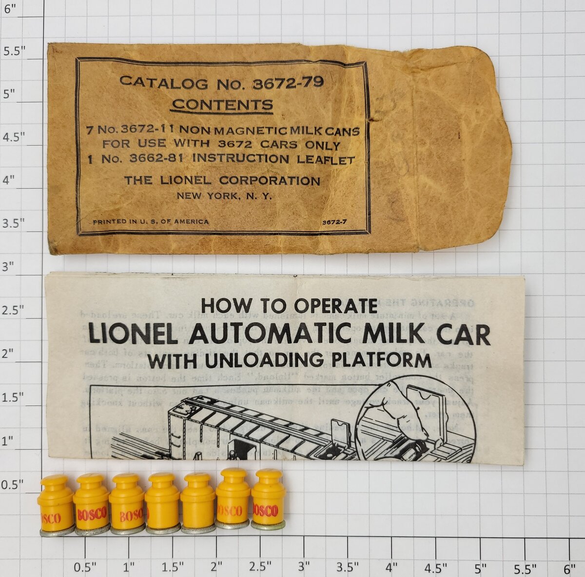Lionel 3672-79 Bosco Can Set In Envelope
