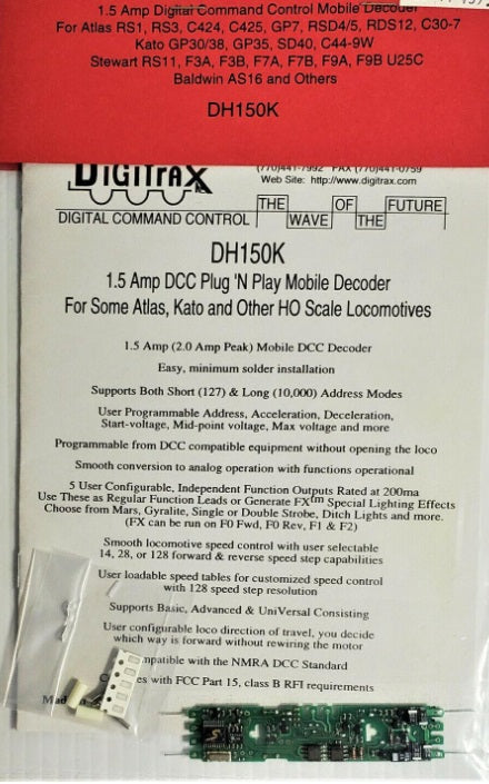 Digitrax DH150K HO Plug N' Play 1.5 Amp DCC Mobile Decoder