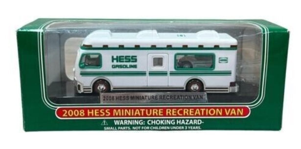 Hess 2008 1:64 Scale White & Green Miniature Recreation Van W/Display Stand