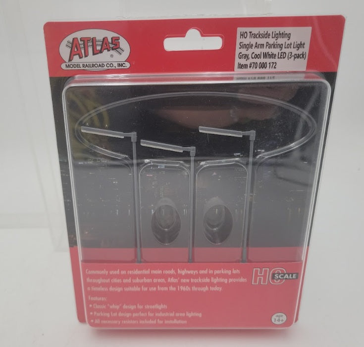Atlas 70000172 HO Gray Cool White LED Single Arm Parking Lot Light (Pack of 3)