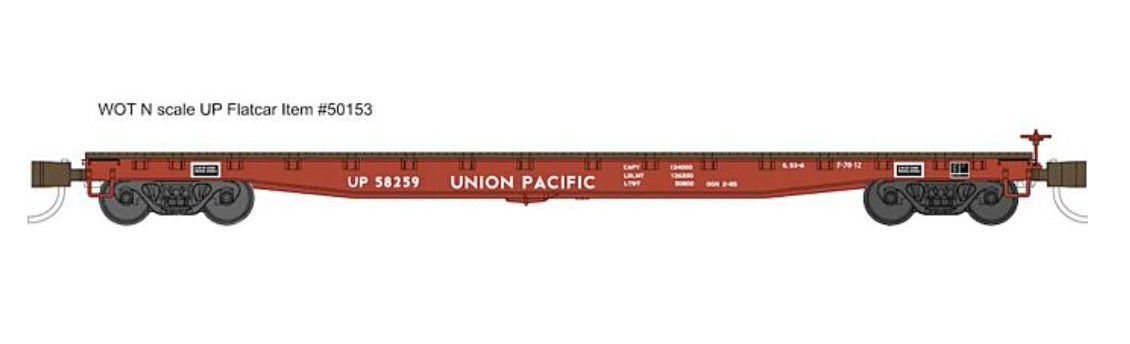 Wheels of Time 50153 N Union Pacific 53' 6" Welded Fish Belly Flatcar #58259