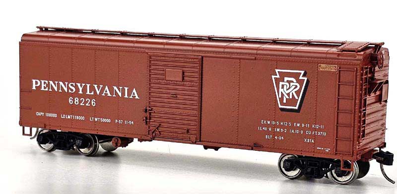 Bowser 43332 HO PRR Shadow Keystone RTR X31A Round Inset Roof Boxcar #68244