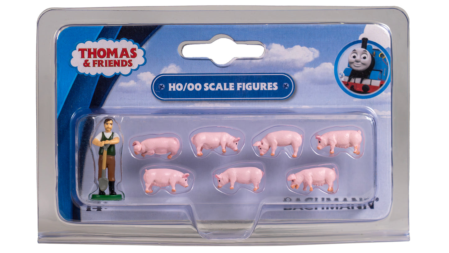 Bachmann 33305 HO/OO Thomas & Friends Farmer Trotter and Pigs Figures (Set of 8)