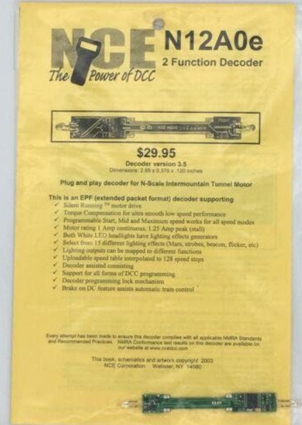 NCE 0127 N12A0e N 2 Function Decoder Version 3.5 Intermountain Tunnel Motors