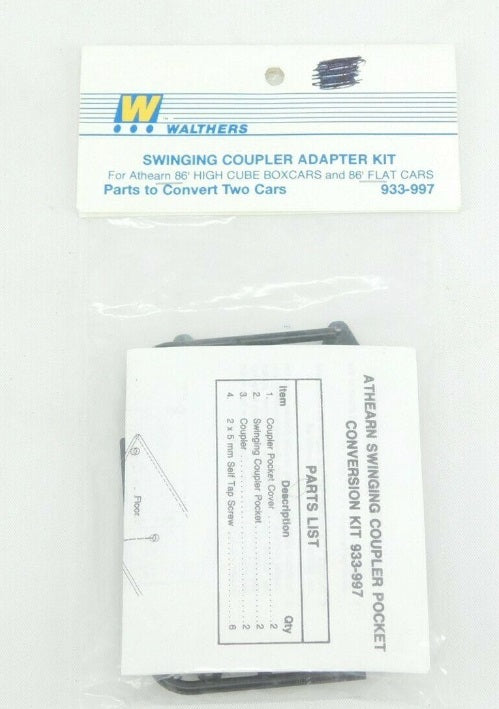 Walthers 933-997 HO Swinging Coupler Adapter Kit for Athearn 86' Boxcar Flatcar