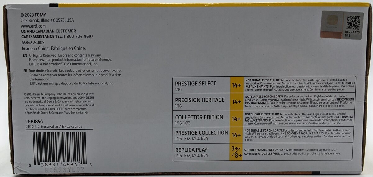 Ertl 45842 1:50 John Deere 210G LC Prestige Collection Excavator