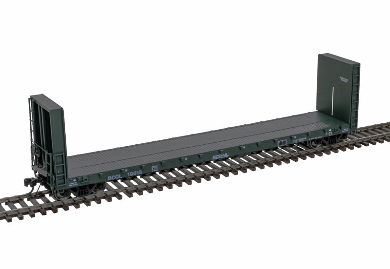 Atlas 20007093 HO BC Rail 51' 6" Bulkhead Flat Car #19062
