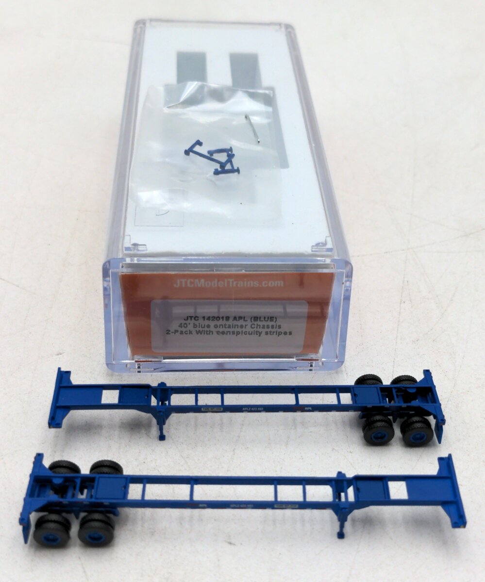 JTC Model Trains 142018 N APL Blue 40' Container Chassis 2pk