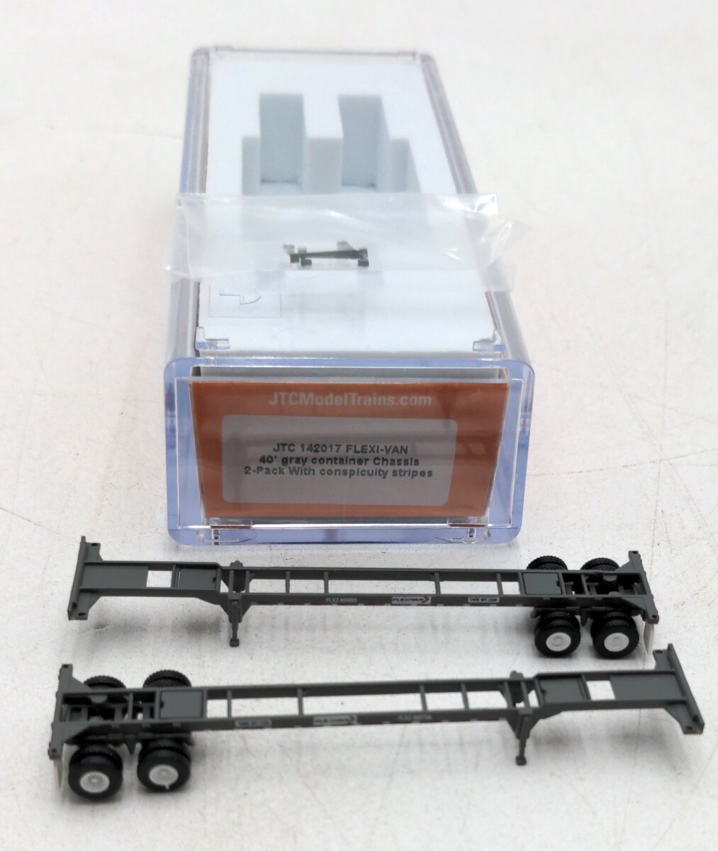 JTC Model Trains 142017 N 40' Gray Container Chassis Flexivan 2 Pcs