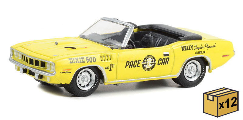 Greenlight Collectibles 30394-Case 1:64 Dixie 500 '71 Plymouth Barracuda Car