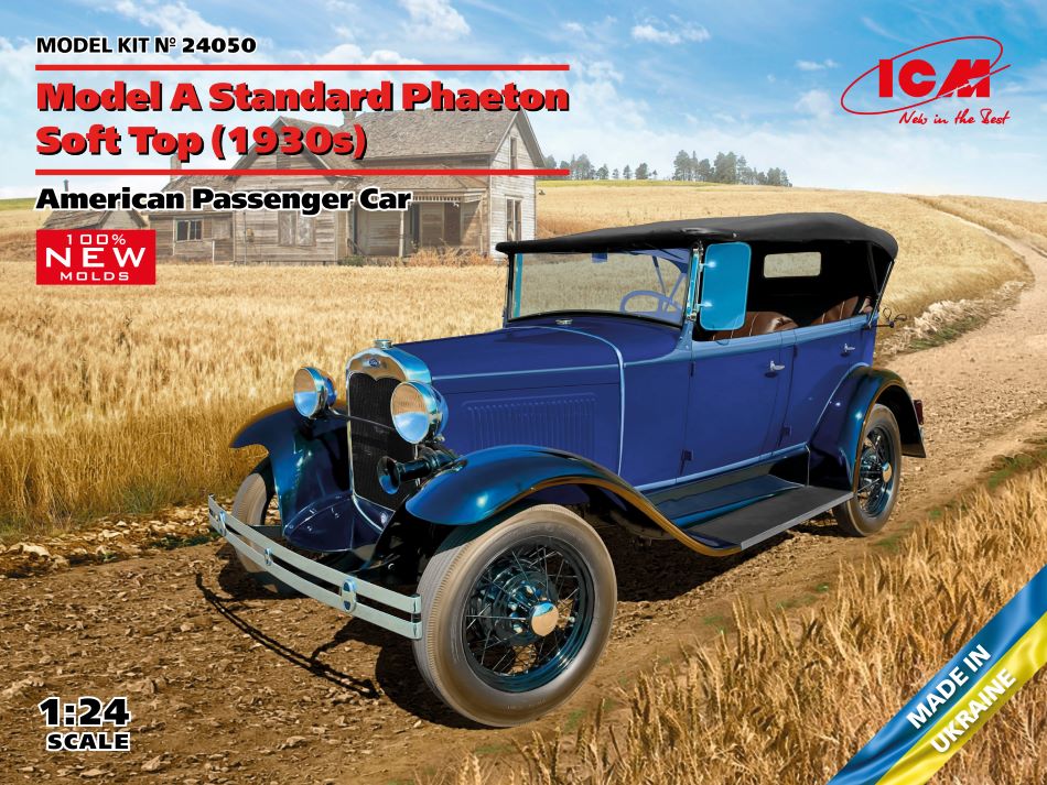 ICM 24050 1:24 Model A Standard Phaeton 1930s American Passenger Car Model Kit
