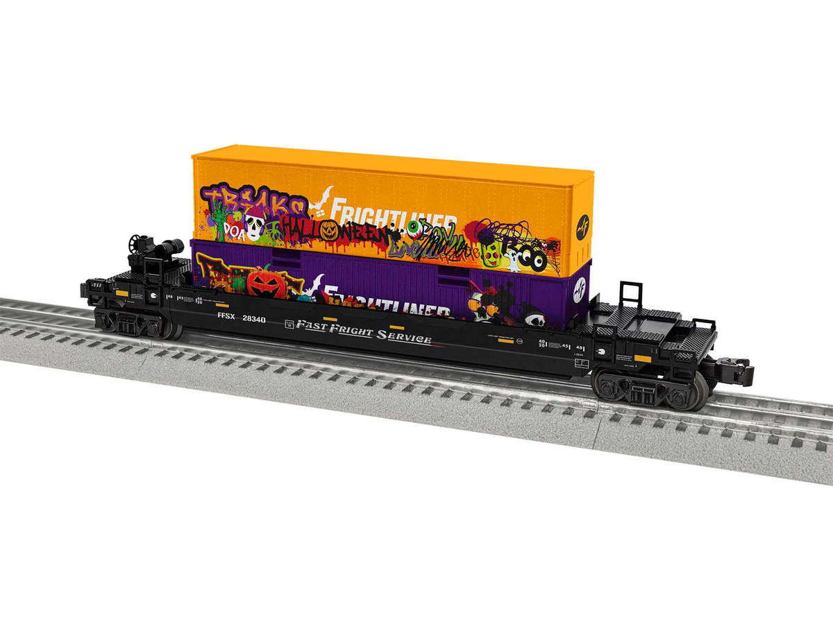 Lionel 2328340 O Halloween Graffiti Maxi-Stack with Container Load LN/Box